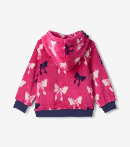 Girls Big Bows Fleece Zip-Up Hoodie