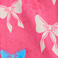 View Girls Big Big Bows Fuzzy Fleece Robe Pink swatch with white bow and butterfly pattern