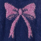 View Girls Pink Bow Fuzzy Cardigan Pink bow on dark blue fuzzy knit