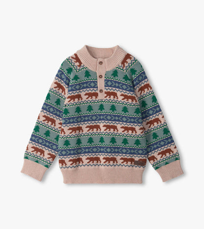Boys Big Bear Fair Isle Mock Neck Sweater