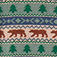 View Boys Big Bear Fair Isle Mock Neck Sweater Fair Isle pattern with green trees, brown bears, and blue geometric bands on a cream knit background