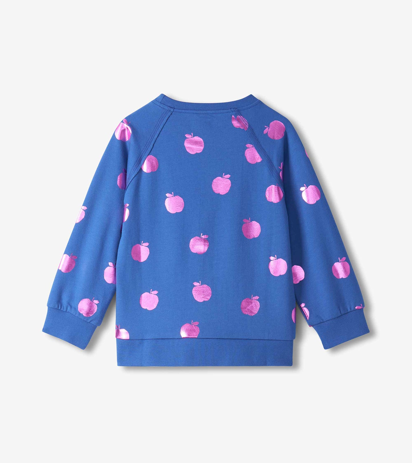 Girls Foil Apples Raw Edge Pullover