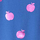 View Girls Foil Apples Raw Edge Pullover Blue swatch with pink apple motifs