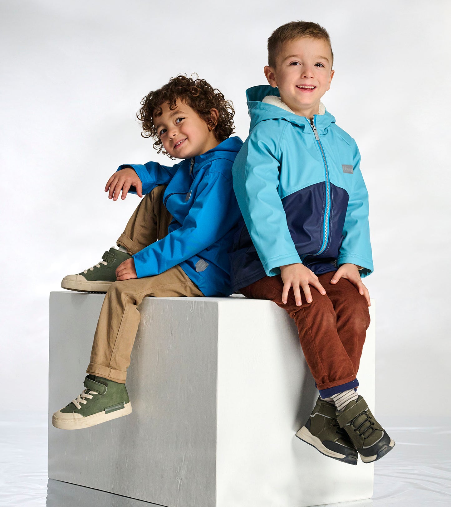 Boys Blue Colourblock Sherpa Lined Rain Jacket