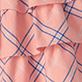 View Girls Blossom Plaid Ruffle Skirt Peach plaid with thin blue and white crisscross lines