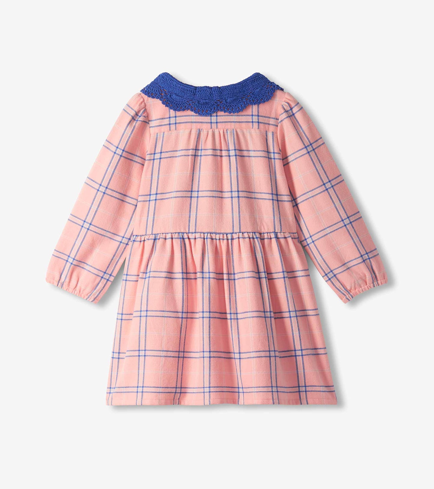 Girls Pink Plaid Button Down Dress