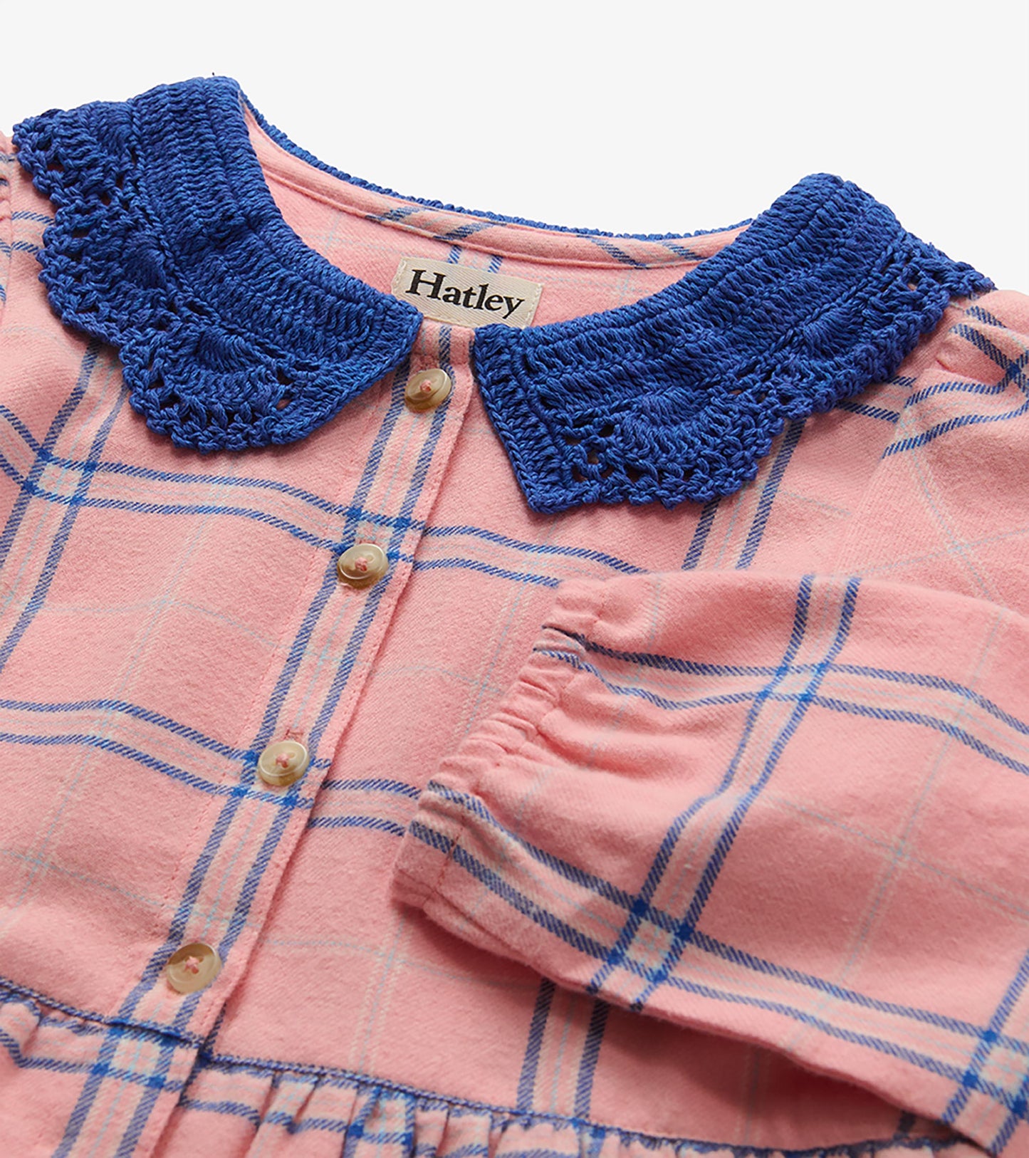 Girls Pink Plaid Button Down Dress