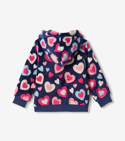 Girls Bunches of Hearts Fleece Zip-Up Hoodie