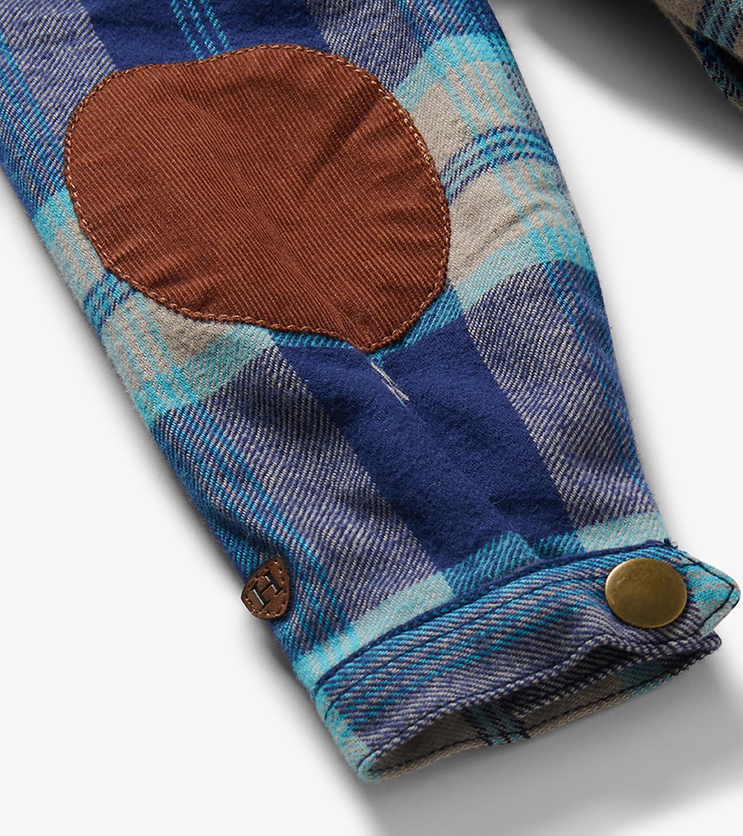 Boys Blue Plaid Woven Flannel Hoodie