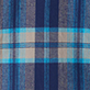 View Boys Blue Plaid Woven Flannel Hoodie blue plaid pattern with teal and gray stripes