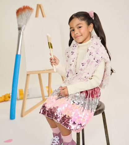 Girls Blossom Gradient Sequin Skirt