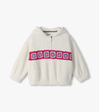 Girls Fuzzy Crochet Pullover