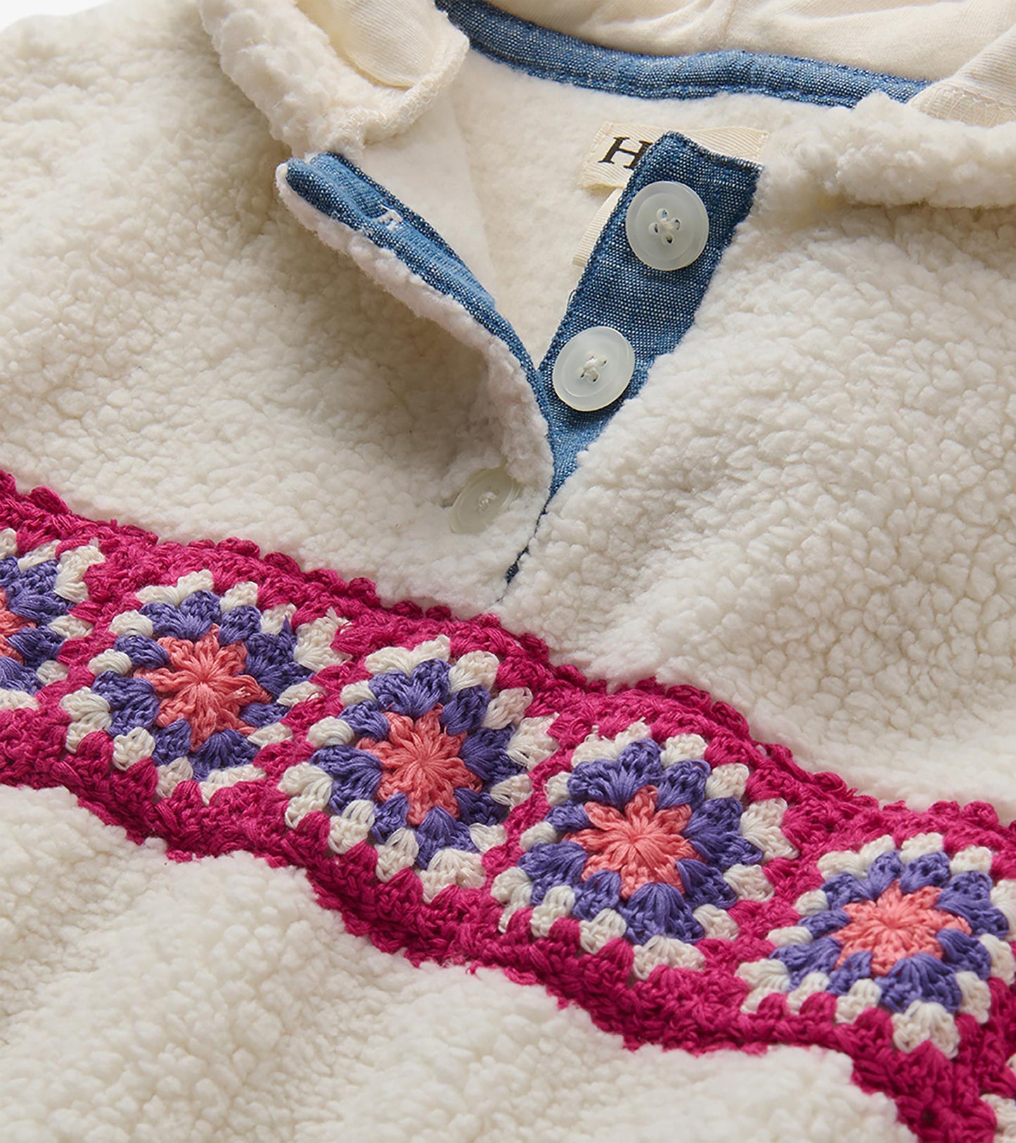 Girls Fuzzy Crochet Pullover