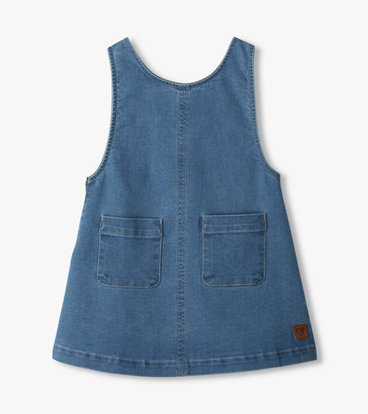 Girls Stretch Denim Pinafore Dress
