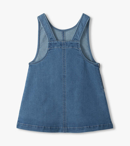 Girls Stretch Denim Pinafore Dress