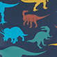 View Boys Colourful Dinos Matte Rain Boots dark blue swatch with colorful dinosaur silhouettes