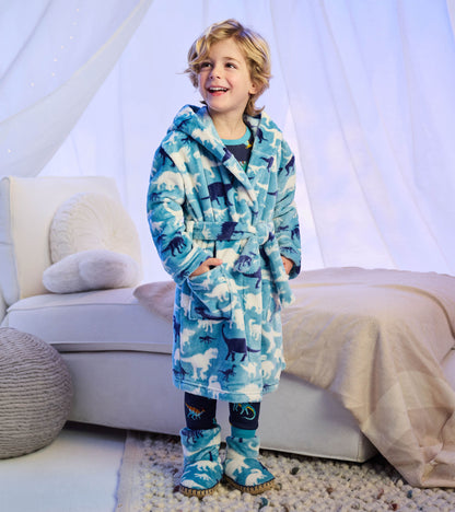 Boys Dino Silhouette Fuzzy Fleece Robe