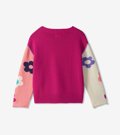 Girls Cute Floral Slouchy Sweater