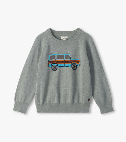 Boys Vintage Truck Crew Neck Sweater