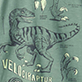 View Boys Velociraptor Graphic T-Shirt Green swatch with outlined dinosaur graphic and small bone motifs