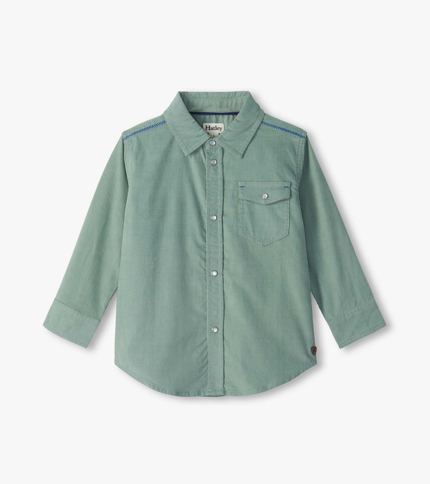 Boys Green Corduroy Button Down Shirt