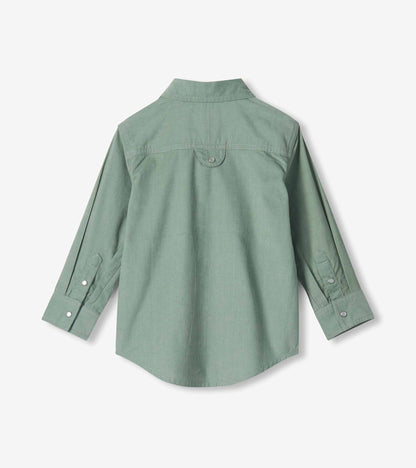 Boys Green Corduroy Button Down Shirt