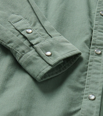 Boys Green Corduroy Button Down Shirt