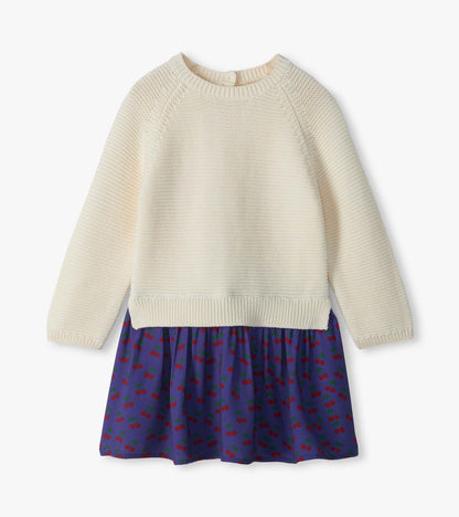 Baby & Toddler Girls Cherries Mix Media Sweater Dress