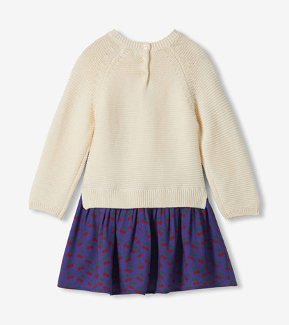 Baby & Toddler Girls Cherries Mix Media Sweater Dress