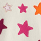View Girls Super Star Slouchy Pullover Cream swatch with scattered pink and orange star shapes