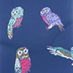 View Girls Colourful Owls Matte Rain Boots Colorful owl and feather pattern on dark blue background