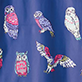 View Girls Colourful Owls Rain Jacket Blue swatch with colorful owl illustrations