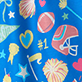 View Girls Cheer Squad Nightdress Blue swatch with colorful cheer motifs including pom-poms, megaphones, stars, hearts, bows, and pennants