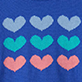 View Girls Heart Stripes Crew Neck Sweater Blue and pink heart pattern on a blue knit background