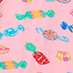 View Baby Girls Delicious Candies Bamboo Sleeper Pink swatch with colorful candy pattern