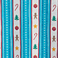 View Girls Holiday Decorations Nightdress Blue and white vertical striped swatch with holiday icons including ornaments, candy canes, stars, and bows