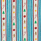 View Men's Holiday Decorations Two Piece Pajama Set White swatch with vertical blue, teal, and red striped holiday patterns featuring ornaments, stars, and bows