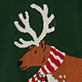 View Baby & Toddler Boys Reindeer V-Neck Sweater Brown reindeer with white antlers on dark green background, red and white striped scarf