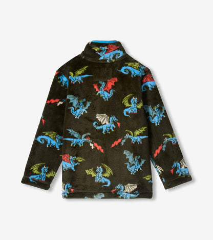 Boys Dragons Fuzzy Fleece Zip Up Jacket