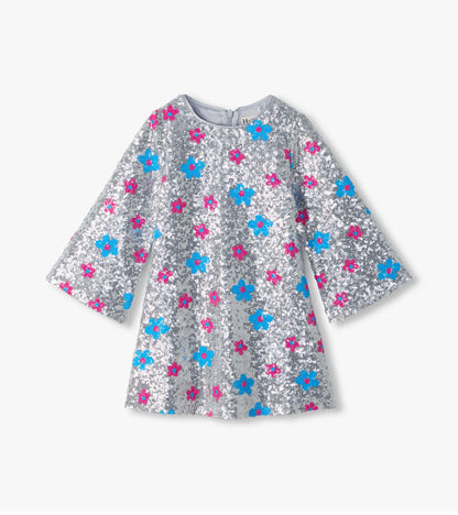 Girls Flower Dots Sequin Dress