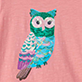 View Girls Majestic Owl Graphic T-Shirt blue and teal owl graphic on pink fabric