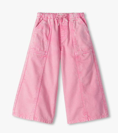 Girls Flamingo Pink Wide Leg Jeans