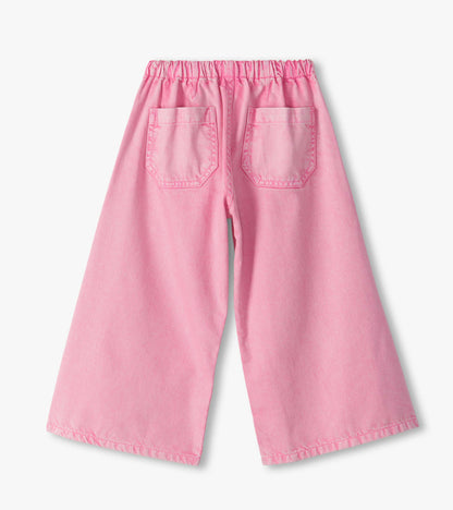 Girls Flamingo Pink Wide Leg Jeans