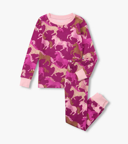 Girls Galloping Horses Cotton Pajama Set