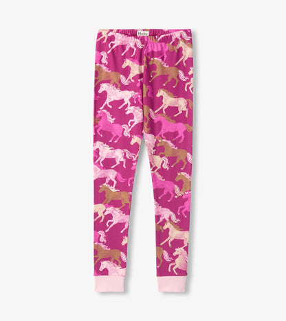 Girls Galloping Horses Cotton Pajama Set