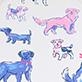 View Girls Little Pups Umbrella White swatch with blue and pink cartoon dogs in various poses