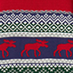 View Boys Holiday Fair Isle Crew Neck Sweater Red, navy, white, and green Fair Isle knit pattern with red reindeer and geometric bands