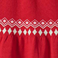 View Baby & Toddler Girls Red Reindeer Fair Isle Sweater Dress Red knit swatch with white fair isle diamond pattern