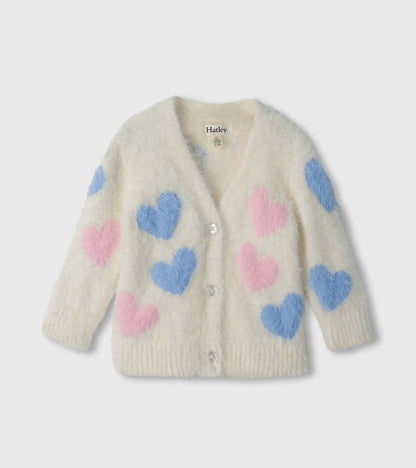 Baby & Toddler Girls Jumbo Hearts Fuzzy Cardigan