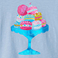 View Girls Yummy Macarons Graphic T-Shirt Blue swatch with colorful macarons on a turquoise cake stand
